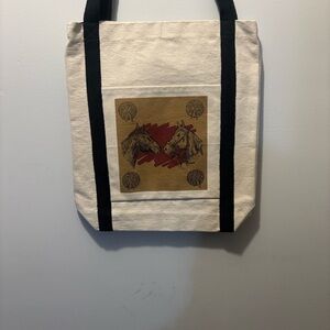 Vintage Canvas El Paso Saddle blanket  Co Tote Bag with Horse Design made in ind